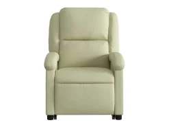 Poltrona reclinável elevatória couro genuíno cor creme