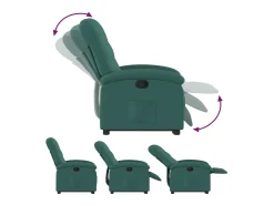 Poltrona reclinável elevatória tecido verde-escuro