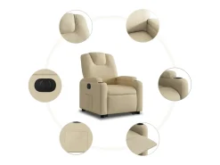 Poltrona reclinável elevatória elétrica tecido cor creme