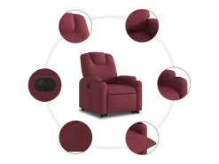 Poltrona reclinável elevatória elétrica tecido vermelho-tinto