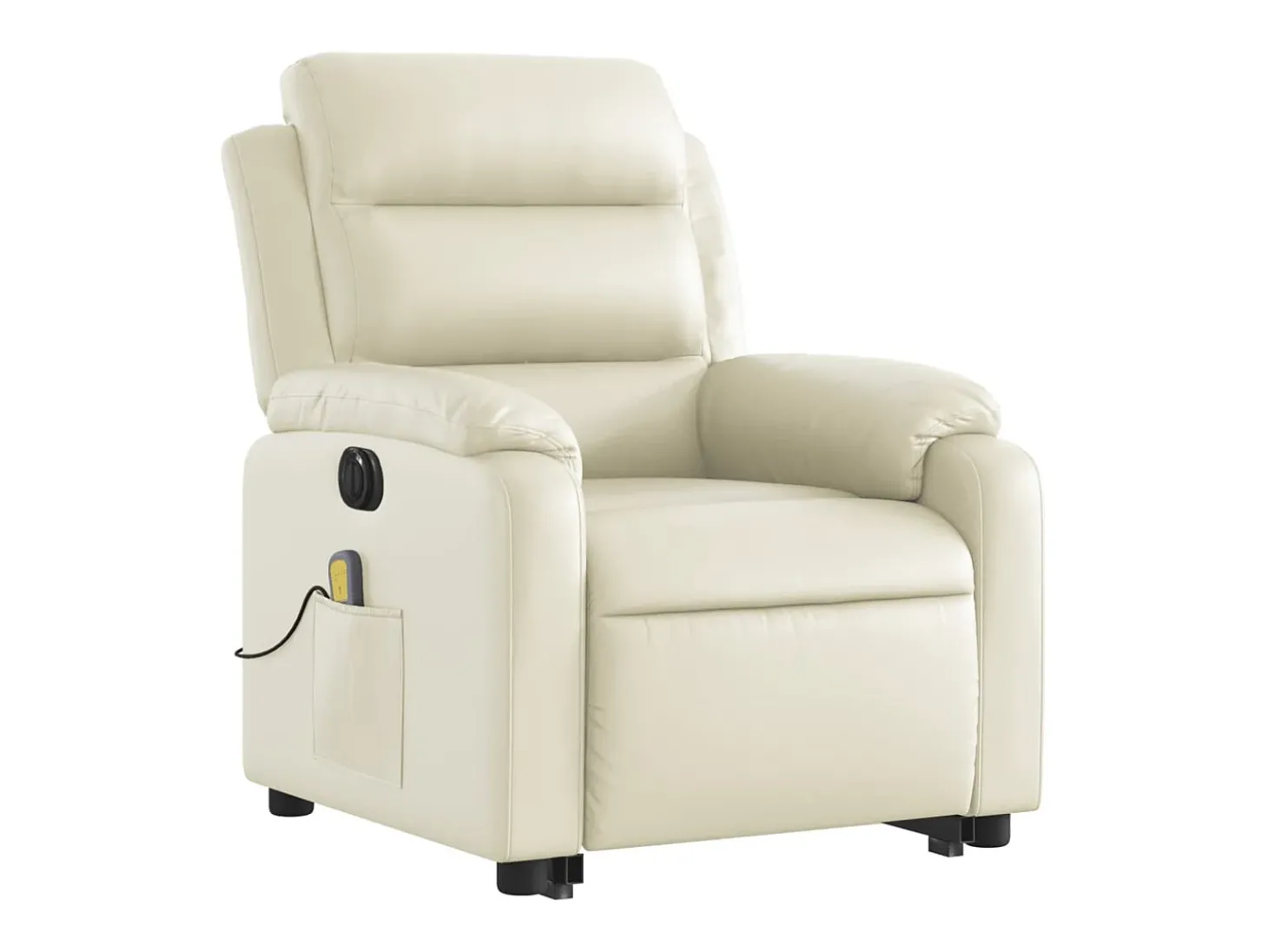 Poltrona reclinável elevatória elétrica couro artificial creme