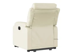 Poltrona reclinável elevatória elétrica couro artificial creme