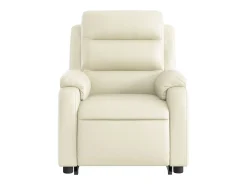 Poltrona reclinável elevatória elétrica couro artificial creme