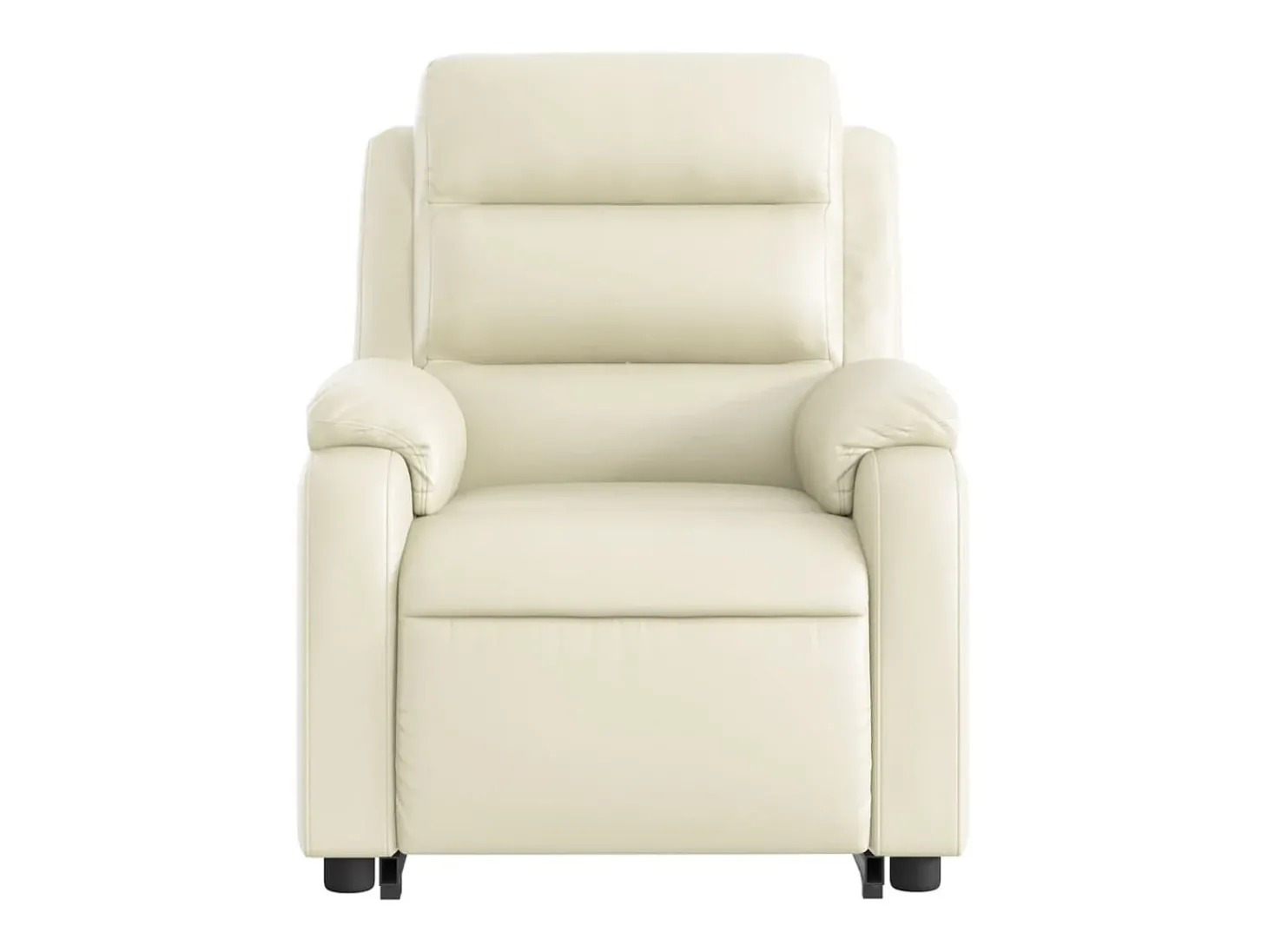Poltrona reclinável elevatória elétrica couro artificial creme