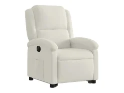 Poltrona reclinável elevatória elétrica veludo creme