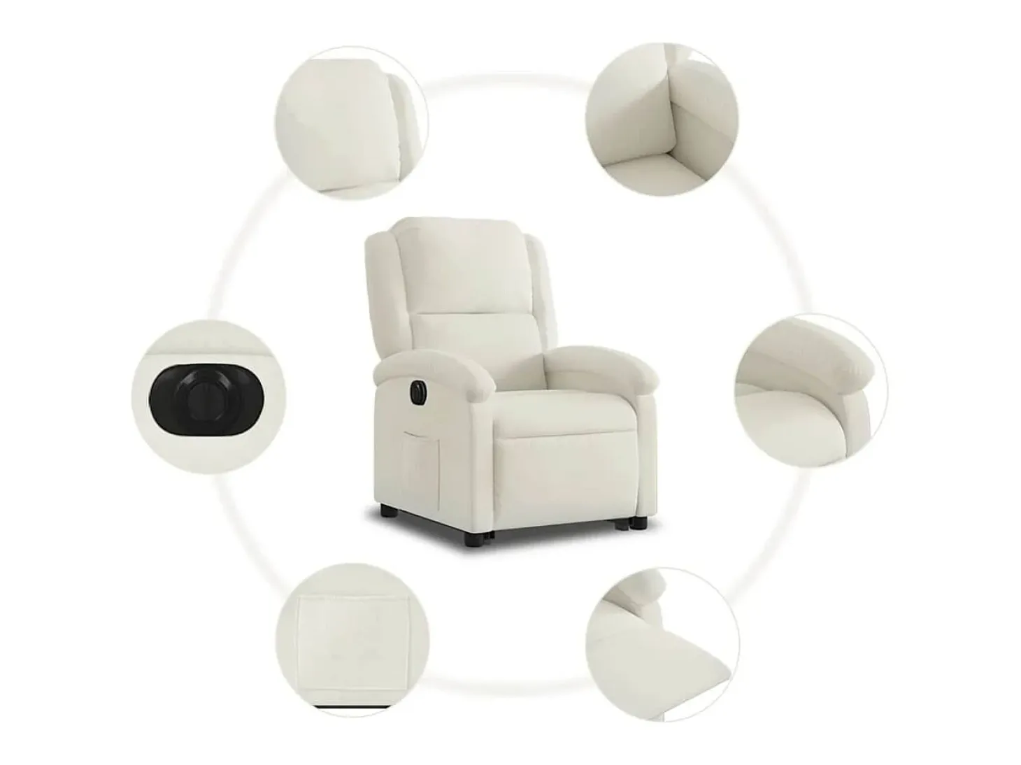 Poltrona reclinável elevatória elétrica veludo creme