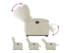 Poltrona reclinável elevatória couro artificial cor creme