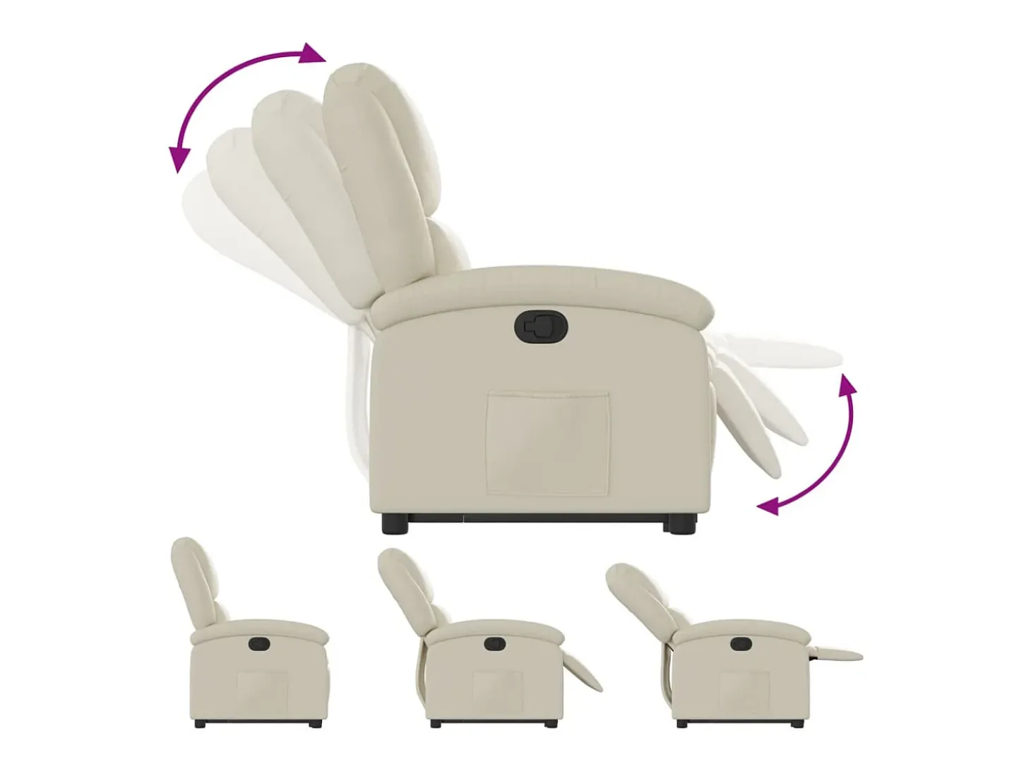 Poltrona reclinável elevatória couro artificial cor creme