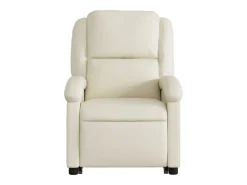 Poltrona reclinável elevatória couro artificial cor creme