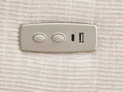 Poltrona reclinável elétrica com massagem em tecido chenille bege KOCENI
