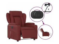 Poltrona reclinável elétrica couro artificial vermelho tinto