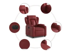 Poltrona reclinável elétrica couro artificial vermelho tinto