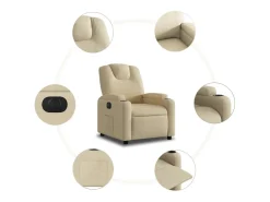 Poltrona reclinável elétrica tecido cor creme