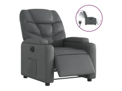 Poltrona reclinável elétrica couro artificial cinzento