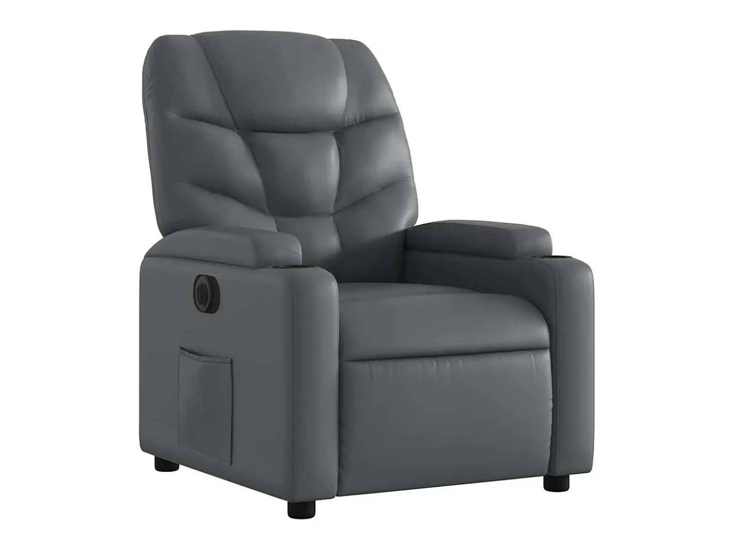 Poltrona reclinável elétrica couro artificial cinzento