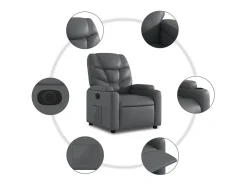 Poltrona reclinável elétrica couro artificial cinzento