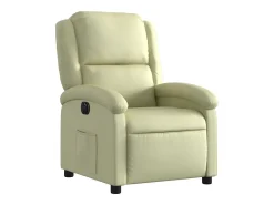 Poltrona reclinável elétrica couro genuíno cor creme