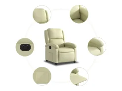 Poltrona reclinável elétrica couro genuíno cor creme