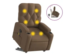 Poltrona reclinável massagens tecido castanho