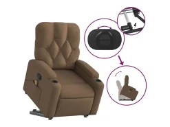 Poltrona reclinável massagens tecido castanho