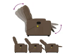 Poltrona reclinável massagens tecido castanho