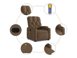 Poltrona reclinável massagens tecido castanho