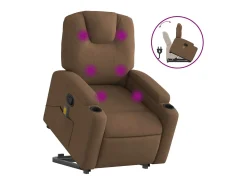 Poltrona reclinável massagens tecido castanho