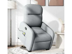 Poltrona reclinável massagens tecido cinzento-claro