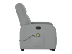 Poltrona reclinável massagens tecido cinzento-claro