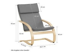 Poltrona reclinável 66,5x93x61,5 cm Cinza Eames