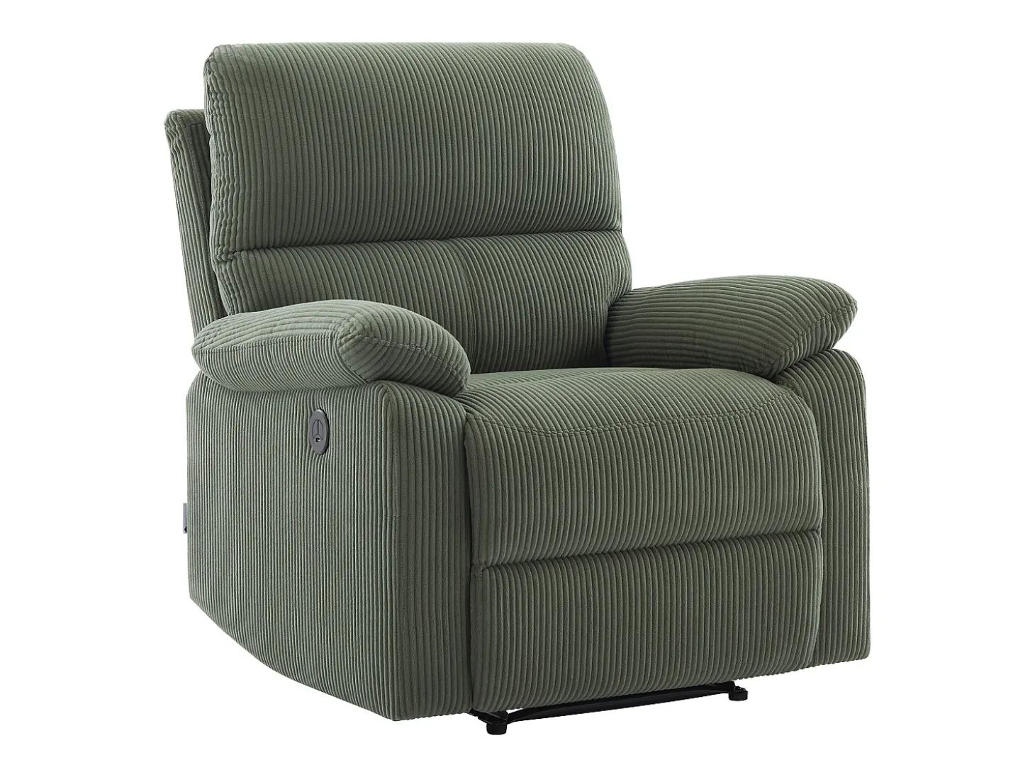 Poltrona relax elétrica veludo verde cotelê LUNANO