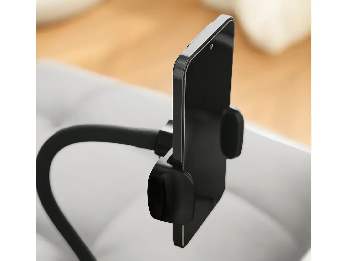 Poltrona retrátil em veludo - com suporte para copos + suporte para telemóvel - Cinza claro