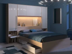 Ponte de cama arrumação e LEDs C265 cm branco brilhante e natural VELONA