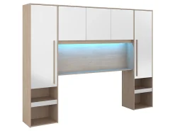 Ponte de cama arrumação e LEDs C265 cm branco brilhante e natural VELONA