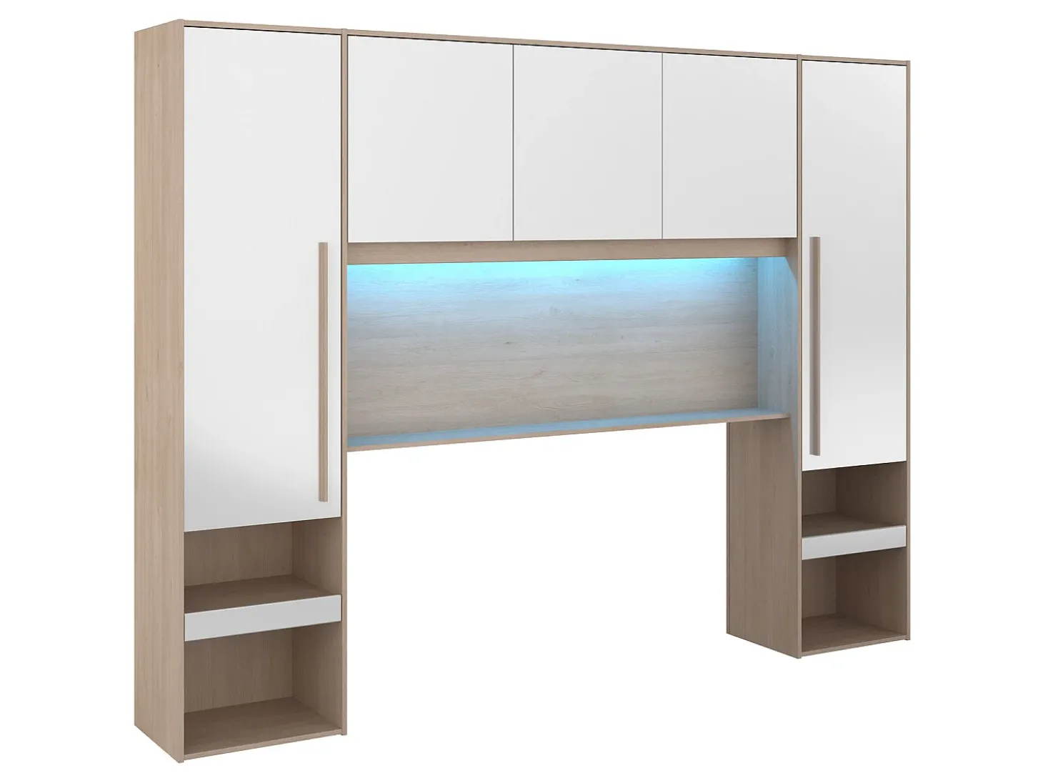 Ponte de cama arrumação e LEDs C265 cm branco brilhante e natural VELONA