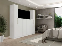 Ponte de cama C206 cm com espaços de arrumação branco - ANTERO