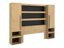 Ponte de cama com espaço de arrumação e LEDs natural e preto - VARLY