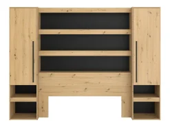 Ponte de cama com espaço de arrumação e LEDs natural e preto - VARLY