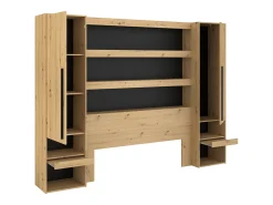 Ponte de cama com espaço de arrumação e LEDs natural e preto - VARLY