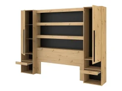 Ponte de cama com espaço de arrumação e LEDs natural e preto - VARLY
