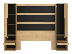 Ponte de cama com espaço de arrumação e LEDs natural e preto - VARLY