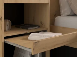 Ponte de cama com espaço de arrumação e LEDs natural e preto - VARLY