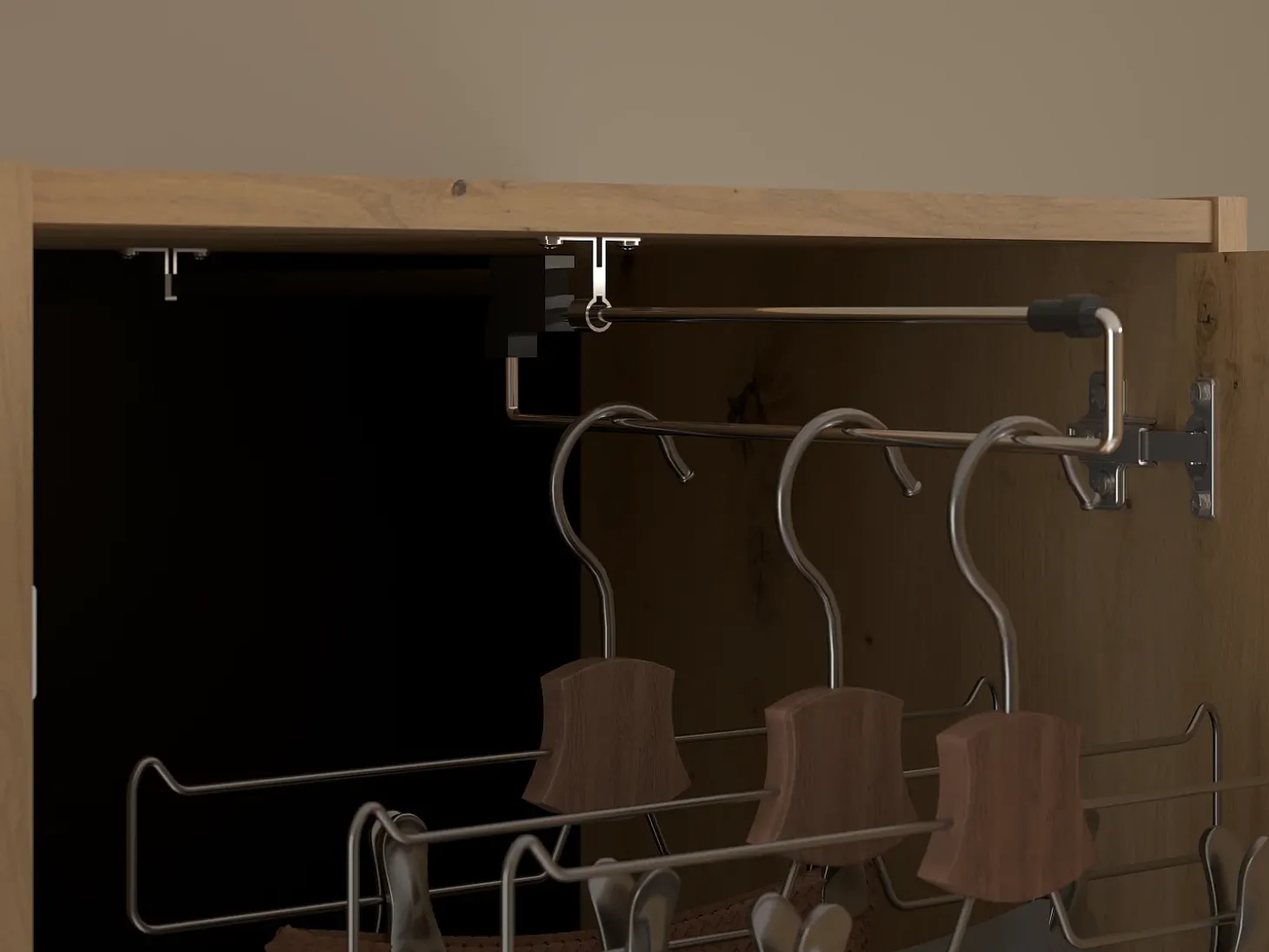 Ponte de cama com espaço de arrumação e LEDs natural e preto - VARLY