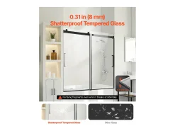 Porta de Banheira SucceBuy, Deslizante Sem Moldura, 142 a 152 cm L x 152 cm A, de Vidro para Banheiro
