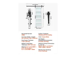 Porta de Celeiro Deslizante SucceBuy, 76.2 x 213.4 cm, de Painel MDF, Kit de Porta Deslizante com Kit de Ferragens, Superfície de PVC Impermeável