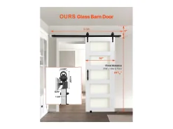 Porta de Celeiro Deslizante SucceBuy, 76.2 x 213.4 cm, de Painel MDF, Kit de Porta Deslizante com Kit de Ferragens, Superfície de PVC Impermeável