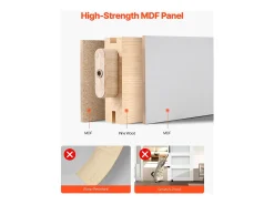 Porta de Celeiro Deslizante SucceBuy, 76.2 x 213.4 cm, de Painel MDF, Kit de Porta Deslizante com Kit de Ferragens, Superfície de PVC Impermeável