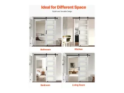Porta de Celeiro Deslizante SucceBuy, 76.2 x 213.4 cm, de Painel MDF, Kit de Porta Deslizante com Kit de Ferragens, Superfície de PVC Impermeável