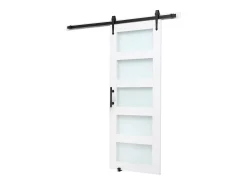 Porta de Celeiro Deslizante SucceBuy, 76.2 x 213.4 cm, de Painel MDF, Kit de Porta Deslizante com Kit de Ferragens, Superfície de PVC Impermeável