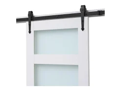 Porta de Celeiro Deslizante SucceBuy, 76.2 x 213.4 cm, de Painel MDF, Kit de Porta Deslizante com Kit de Ferragens, Superfície de PVC Impermeável